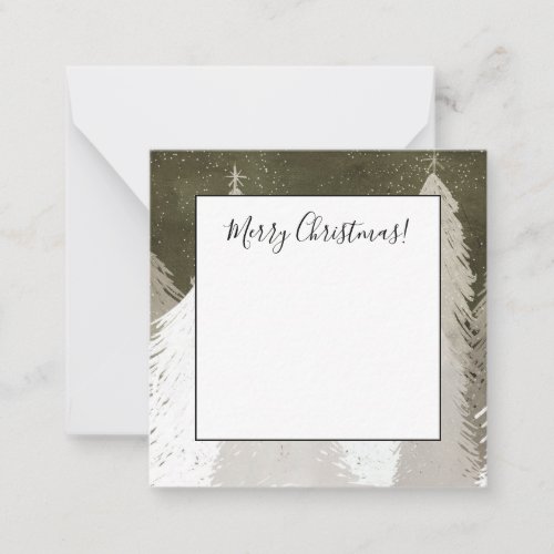 White  Gray Snow_Covered Pine Trees Chalkboard Note Card