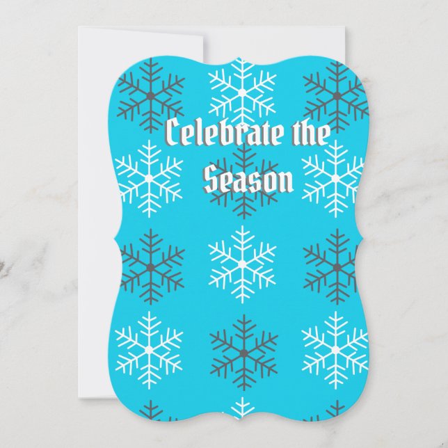 White/Gray Snowflake Flat Holiday Card (Front)