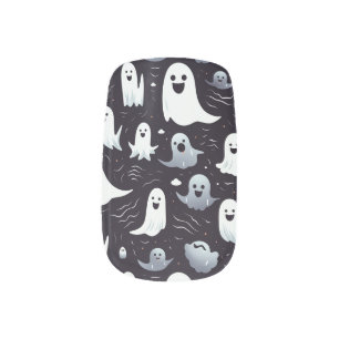 White Gray Spook Ghost Halloween Pattern  Minx Nail Art