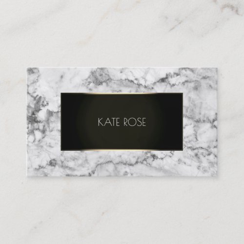 White Gray Stone Marble Black Champaign Frame Vip Business Card