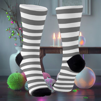 White & Gray Striped Socks