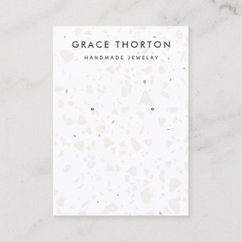 White Gray  Terrazzo Earring Jewelry  Business Card by creativedisplaycards at Zazzle