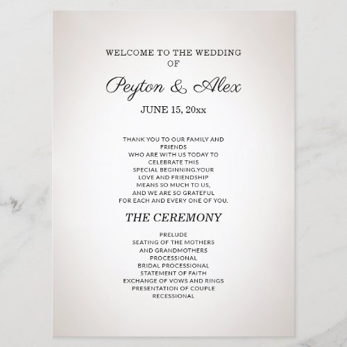 White Gray Wedding Program Double_Sided 