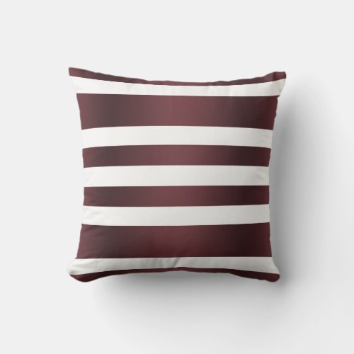 White Grayish Burgundy Red striped Throw Pillow