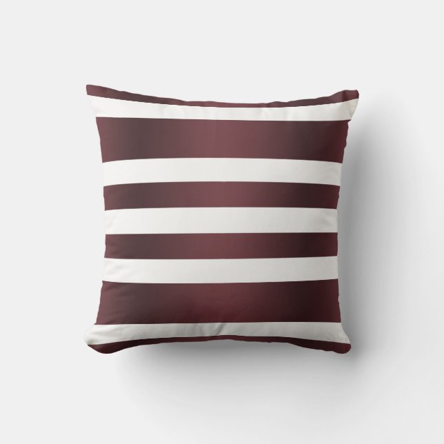 White Grayish Burgundy Red striped Throw Pillow (Front)