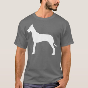 White Great Dane Dog Silhouette Large Graphic T-Shirt