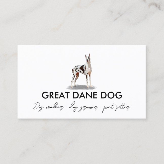 White Great Dane Harlequin Dog Business Card