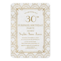 White Great Gatsby Art Deco Gold Birthday Party Card