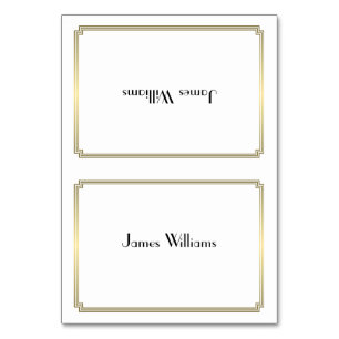 White Great Gatsby Art Deco Gold Place Cards
