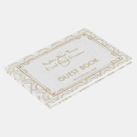 White Great Gatsby Art Deco Gold Wedding Guest Book