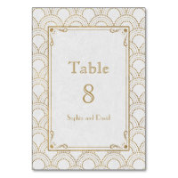 White Great Gatsby Gold Art Deco TABLE NUMBER