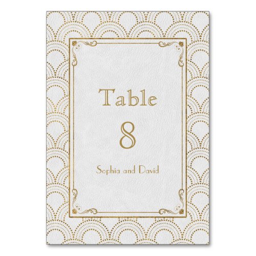 White Great Gatsby Gold Art Deco TABLE NUMBER