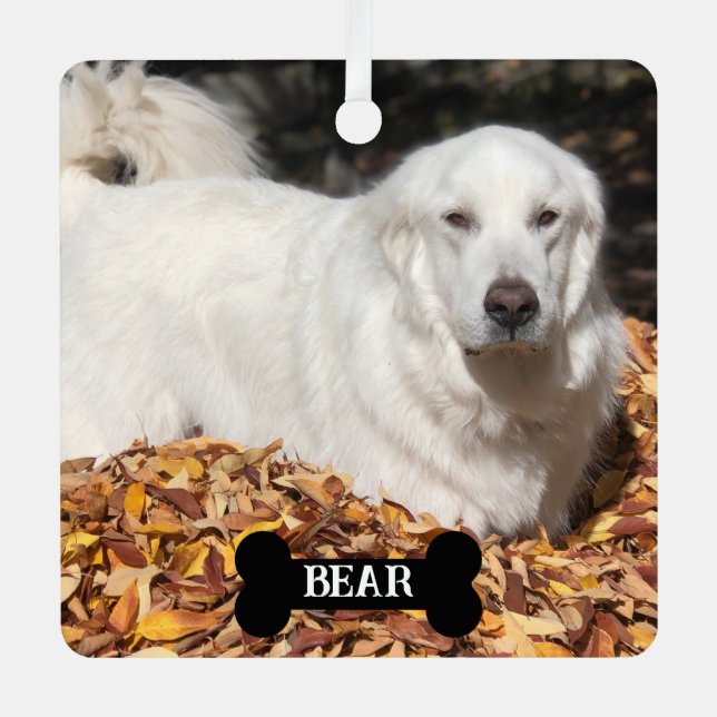 White Great Pyrenees Livestock Guardian Dog Metal Ornament (Front)
