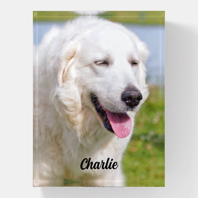 White Great Pyrenees Livestock Guardian Dog Paperweight (Vertical)