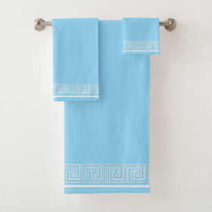 White Grecian Frieze Design Bath Towel Set
