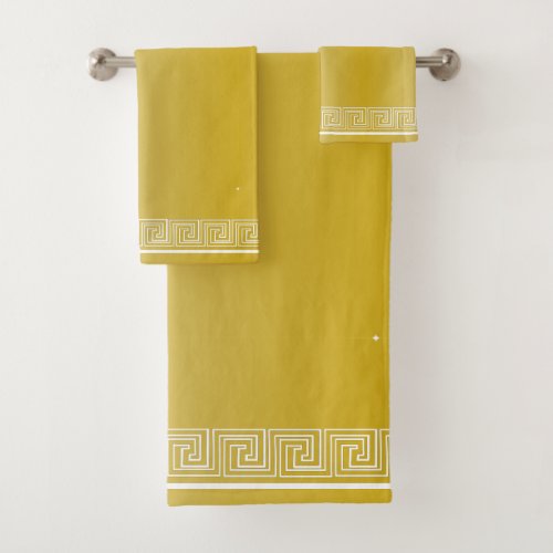 White Grecian Frieze Design Gold Bath Towel Set