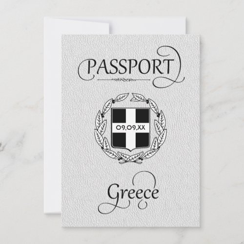 White Greece Passport Save the Date Card