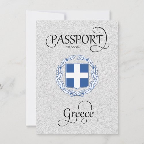 White Greece Passport Save the Date Card