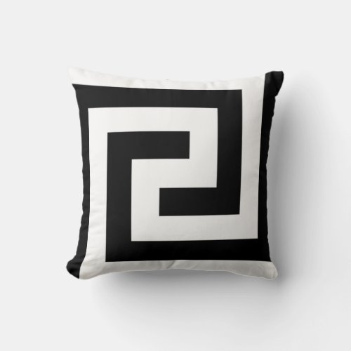 White Greek Key Patterns Black Custom Color Cute Throw Pillow