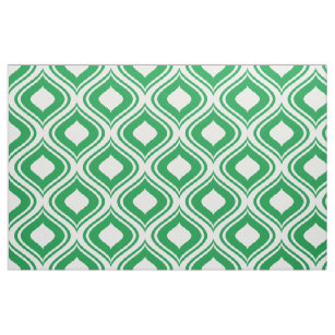 White & Green Abstract TearDrop Pattern Fabric