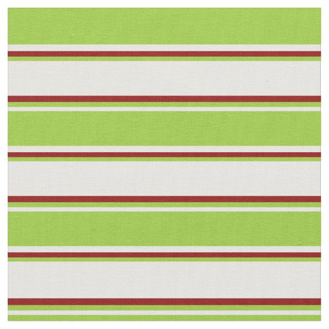 White, Green, and Dark Red Stripes Fabric (Close Up)