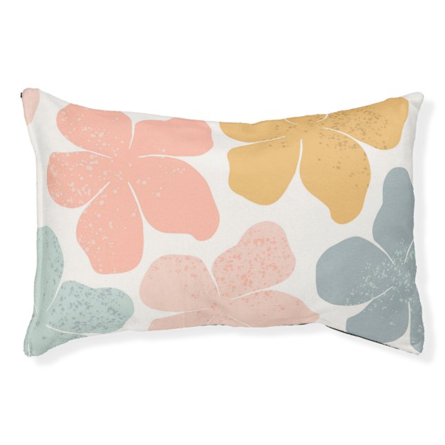 White,Green and Pink Flower Print  Pet Bed (Front)