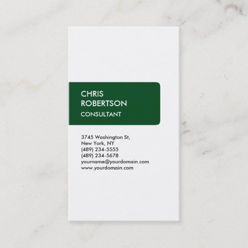 White Green Attractive Stylish Cute Business Card