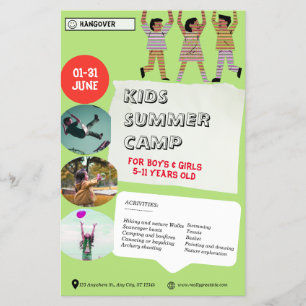 White Green Black Playful For Children Summer Camp Flyer