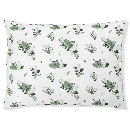 WHITE GREEN BOTANICAL PET BED