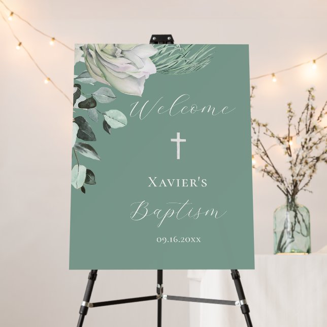  white green bouquet  Baptism Foam Board (In Situ (Stand))