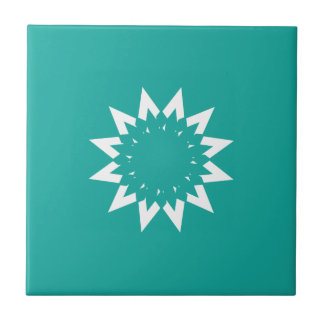 White/Green Ceramic Tile, Small (4.25" x 4.25") Tile
