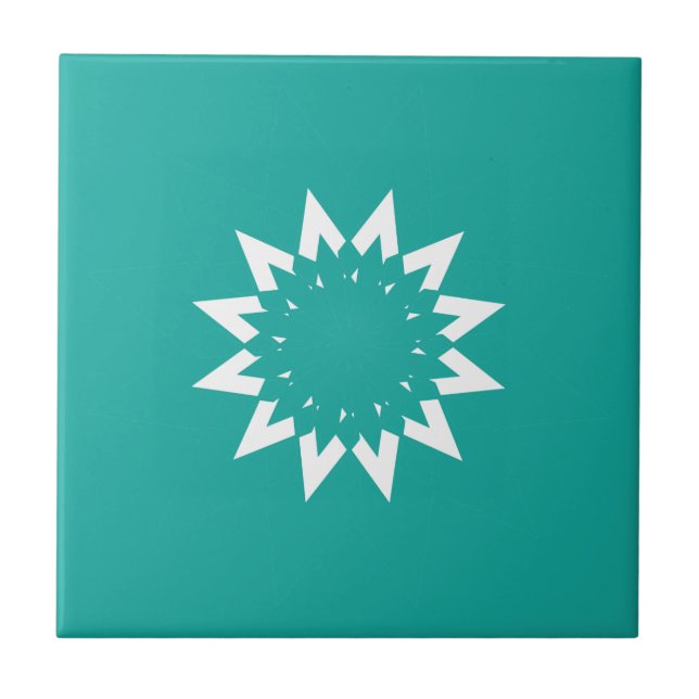 White/Green Ceramic Tile, Small (4.25" x 4.25") Tile (Front)