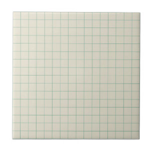 White & Green Checkered Retro Minimalist Ceramic Tile