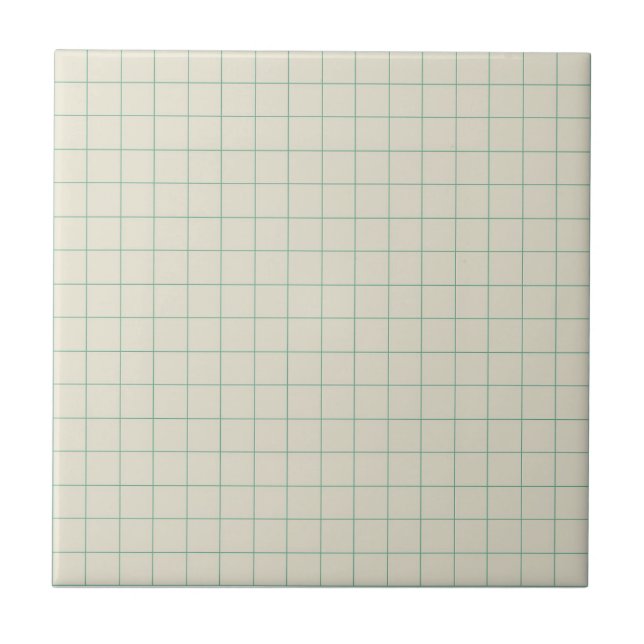 White & Green Checkered Retro Minimalist  Ceramic Tile (Front)
