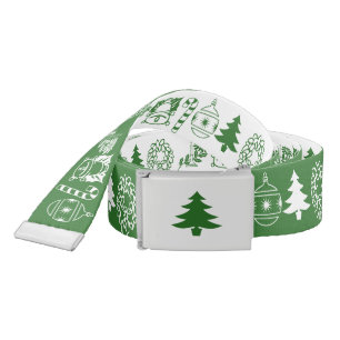 White/Green Christmas Iconic Pattern Belt