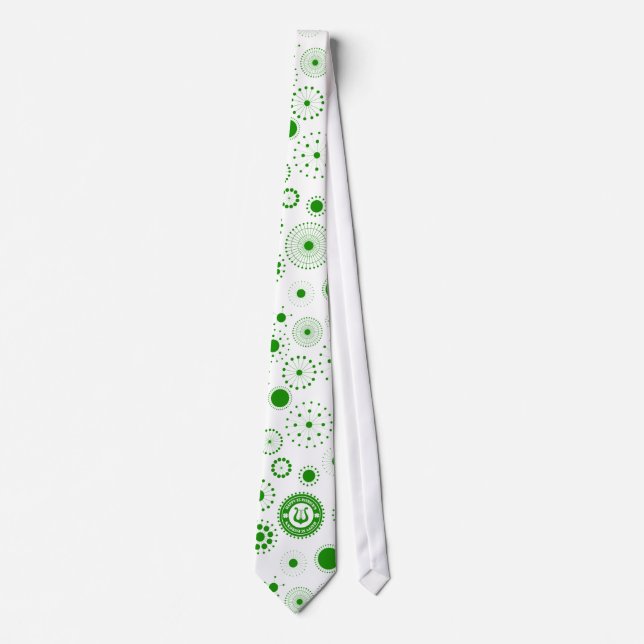 White & Green Circles With Green St Patrick Icon 2 Neck Tie (Front)