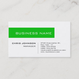 White Green Contemporary Manager Business Card