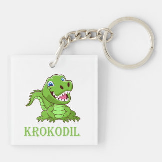 white green crocodile cartoon keychain