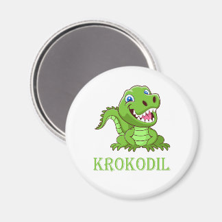 white green crocodile cartoon magnet