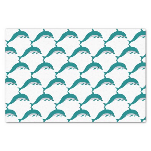 White  Green Dolphin Tissue Paper