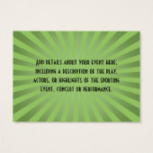 White/Green Event Ticket, Lg Business Card Size (Back)