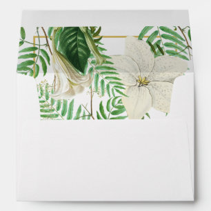 White Green Floral 5x7 Wedding Invitation Envelope