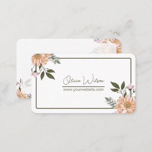  White  Green Floral Company Business Card