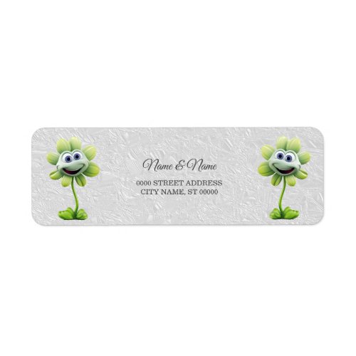 White Green Flower Return Address Label