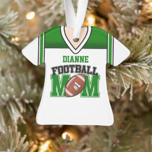 White/Green Football Mom Jersey Ornament