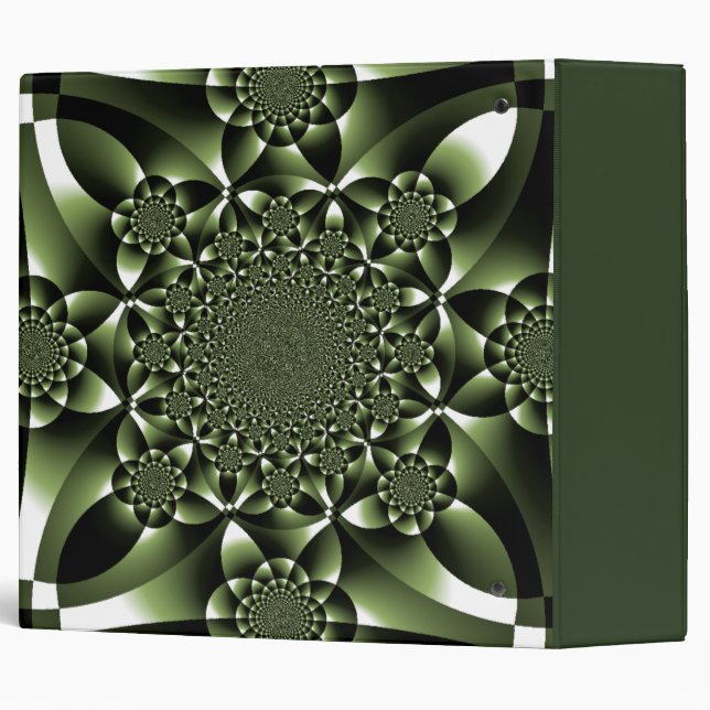 White Green Forest Leaf Petals 3 Ring Binder (Back/Spine)