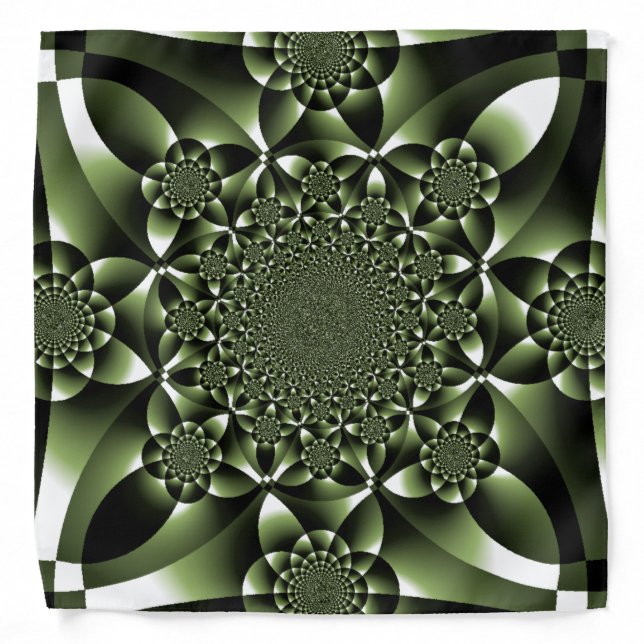 White Green Forest Leaf Petals Bandana (Front)