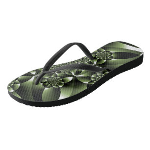 White Green Forest Leaf Petals Flip Flops