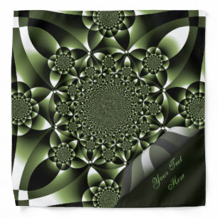 White Green Forest Leaf Petals Page Curl Bandana