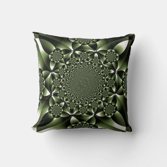 White Green Forest Leaf Petals Throw Pillow